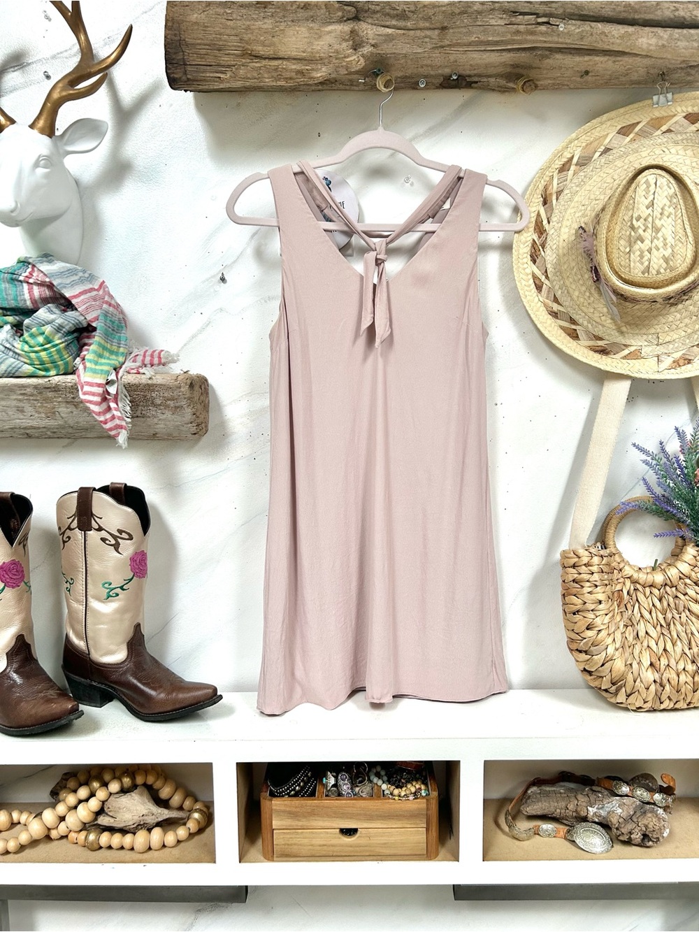 Wilfred ETHERE mini blush boho dress w shabby chic prairie Country vibe
